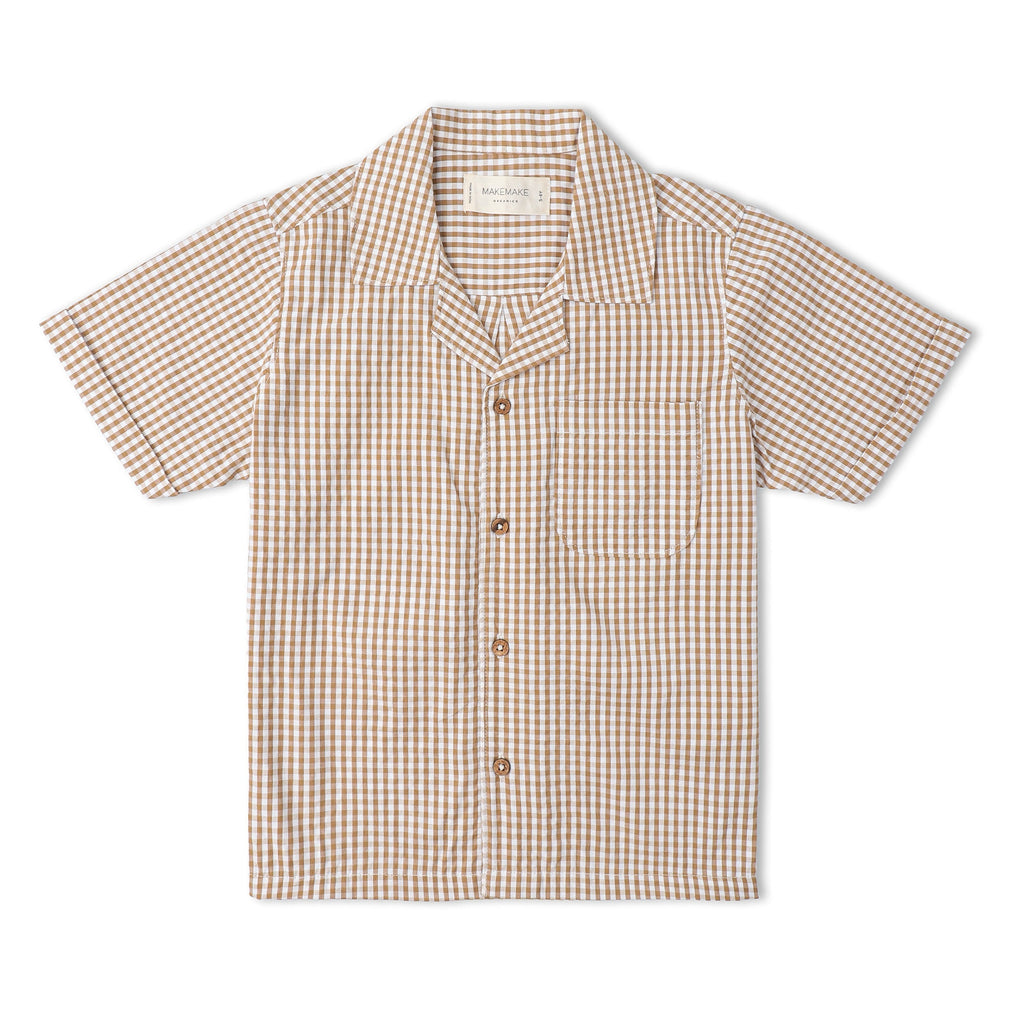 Organic Shirt & Shorts Set - Caramel Check