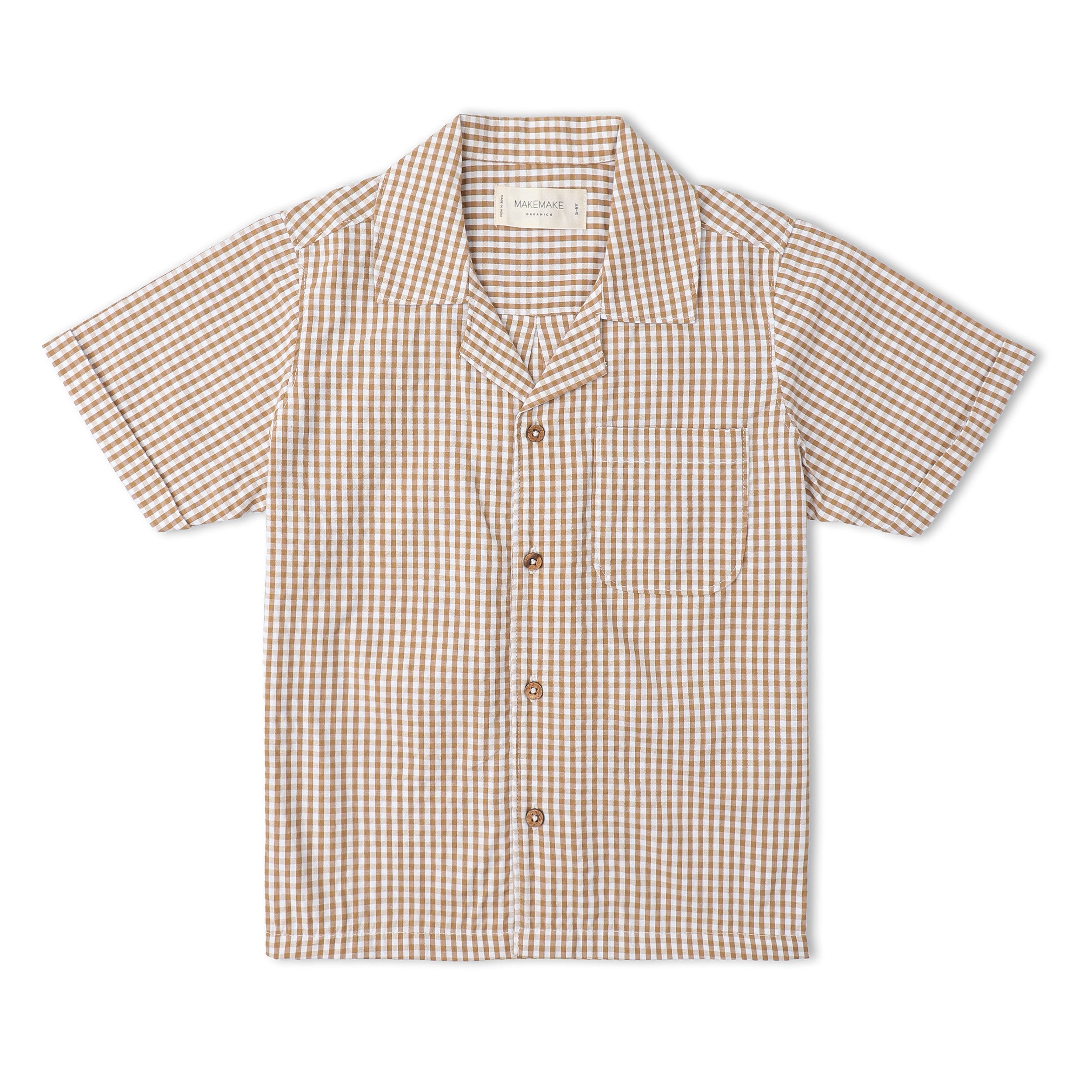 Organic Shirt & Shorts Set - Caramel Check