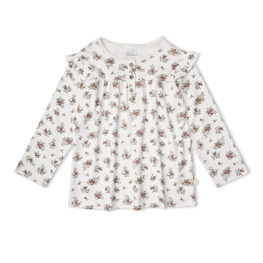 Organic Ruffle Sleeve Top Set of 2 - Winter Berry + Olive