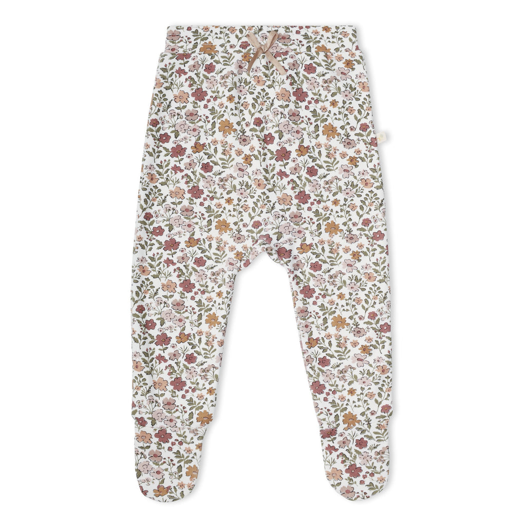 Organic Kimono Top & Footed Pants Set - Woodland Sprig