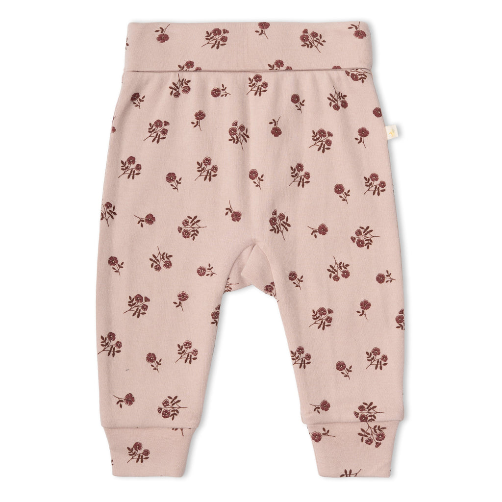 Organic Bodysuit & Foldover Pants Set - Rosebud