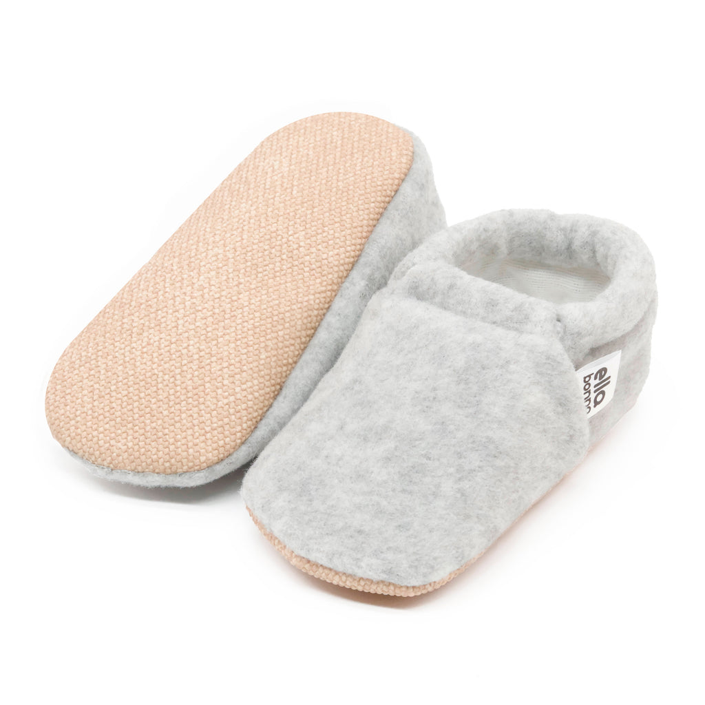 Fleece Soft Sole Baby Moccasins – Gray