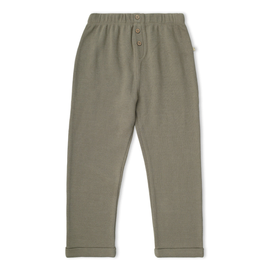 Organic Tee & Foldover Pants Set - Olive Stripes
