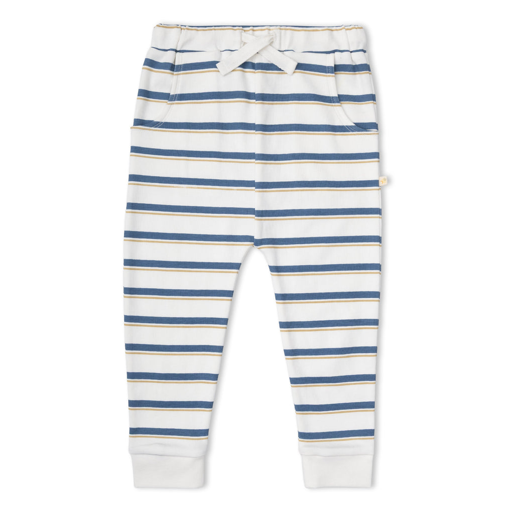 Organic Tee & Pants Set - Navy Stripe