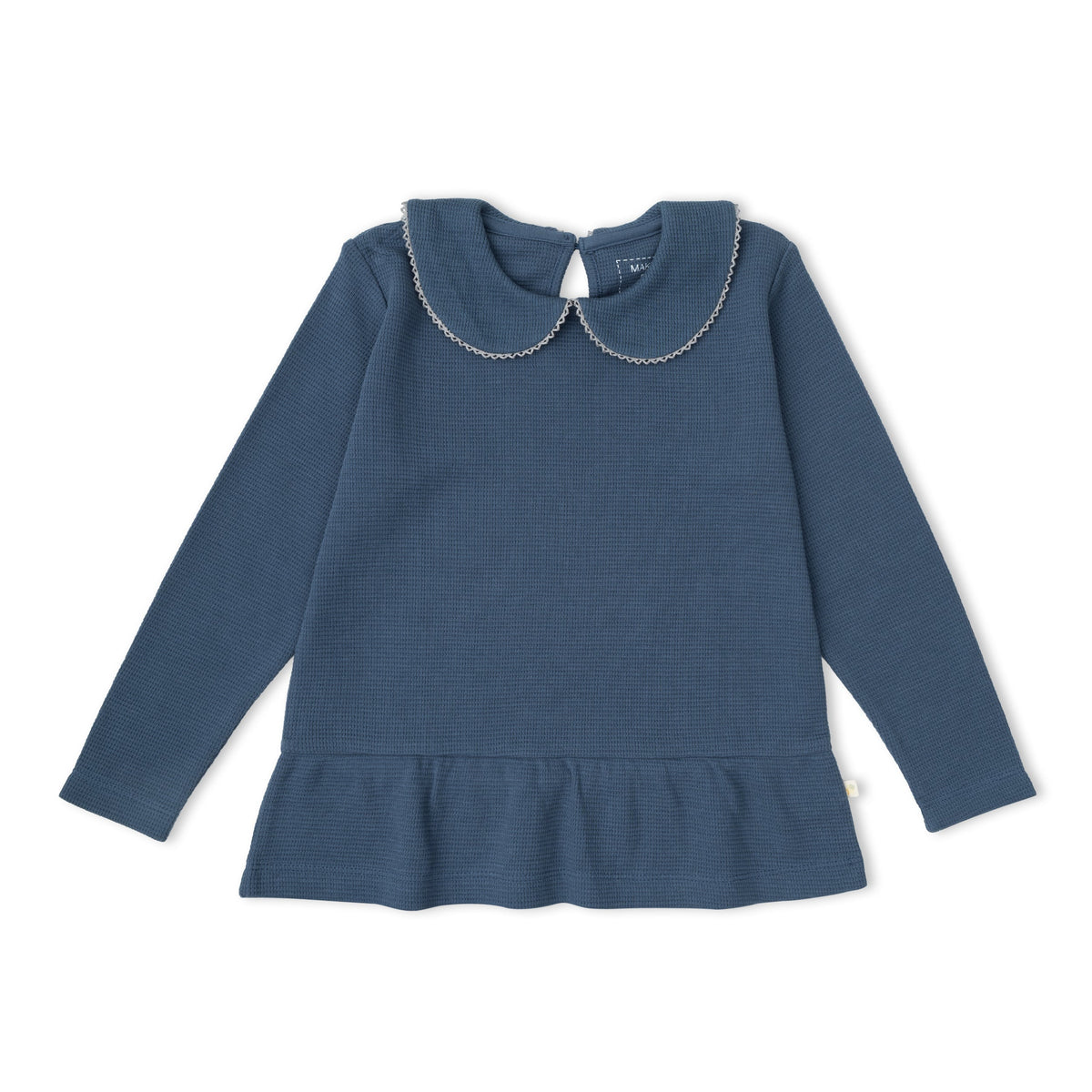 Organic Collar Peplum Top Set of 2 - Indigo Blossom + Navy