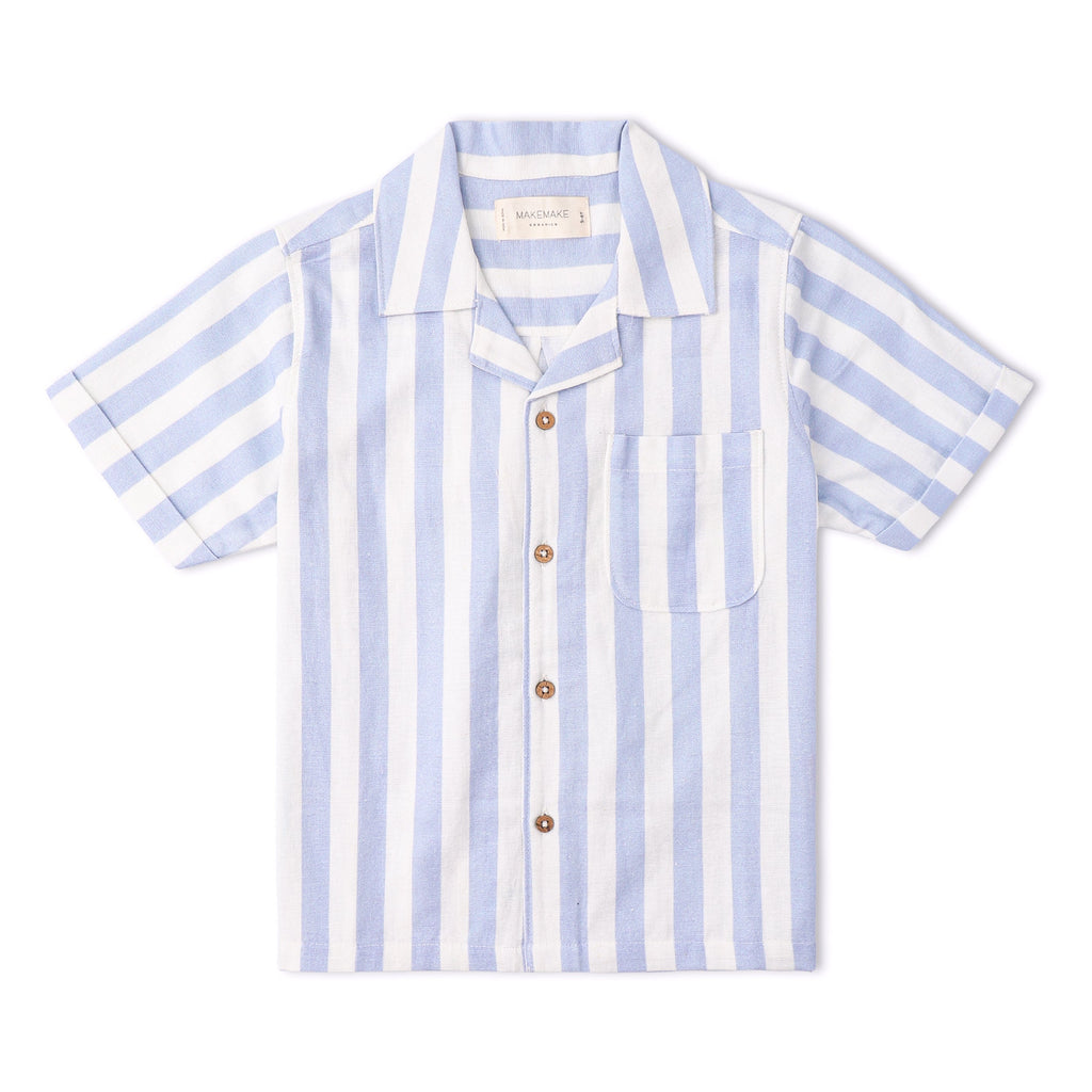 Organic Shirt & Shorts Set - Blue Stripes