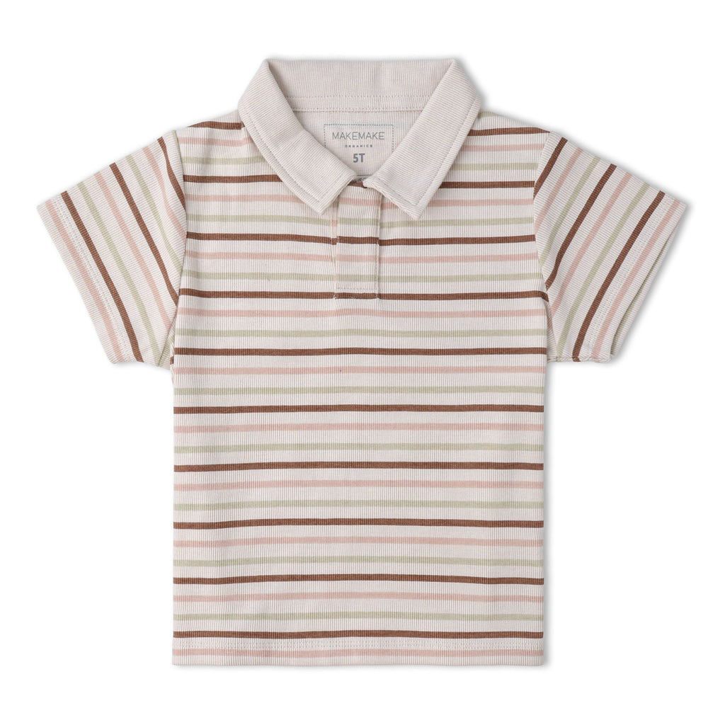Organic Collar Tee & Shorts Set - Terra Stripes