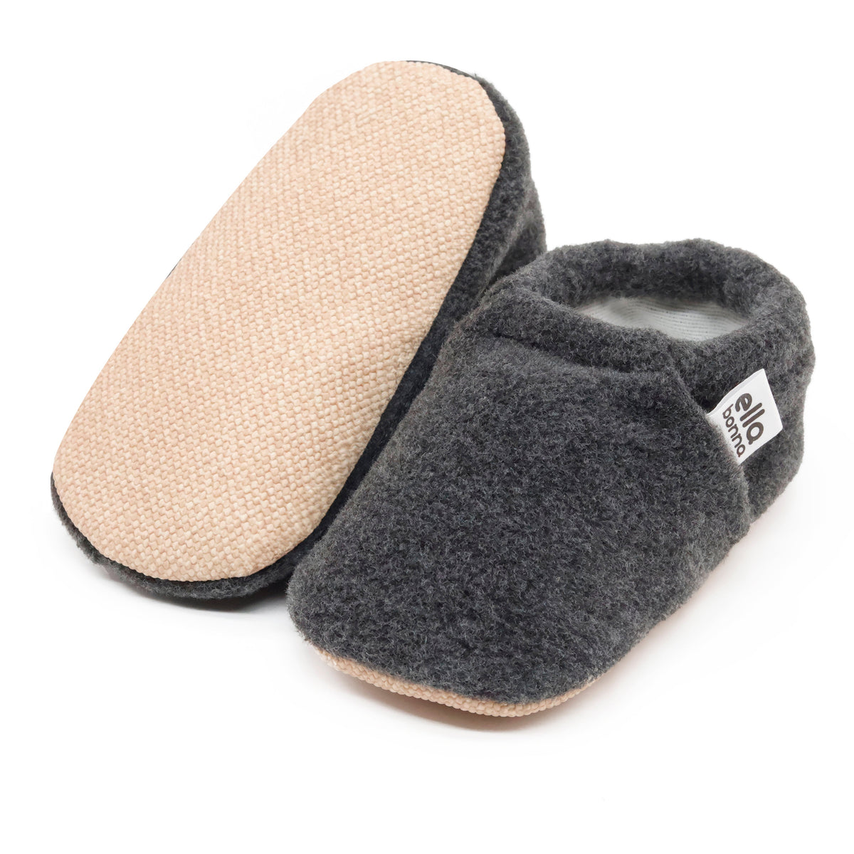Fleece Soft Sole Baby Moccasins – Anthracite