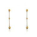 14K Gold Plated ARCTIC MIST Long Chain Brushed Nugget Earrings