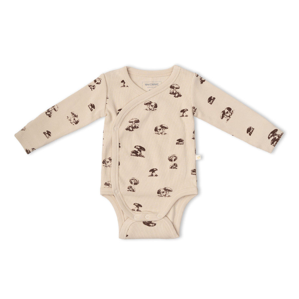 Organic Kimono Onesie & Pants Set - Mushroom