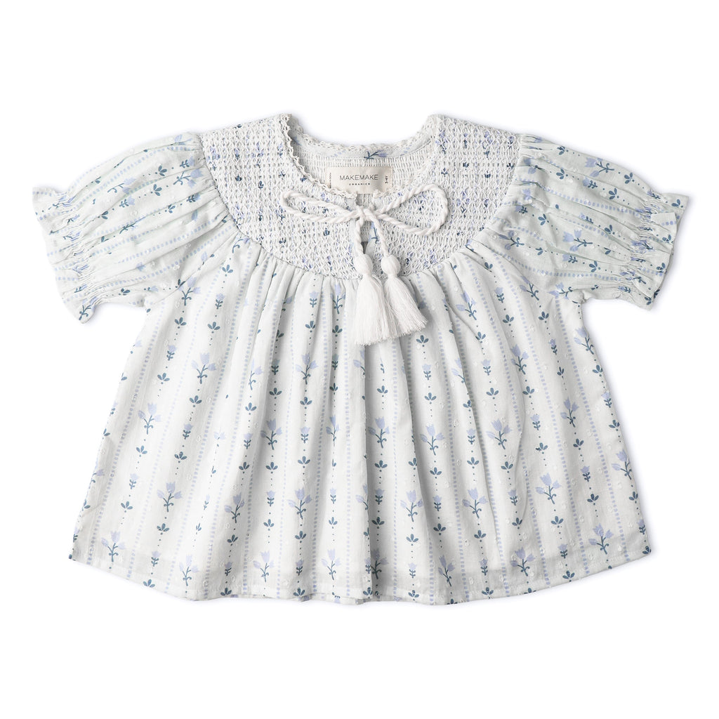 Organic Smocked Top & Shorts Set - Blue Vines