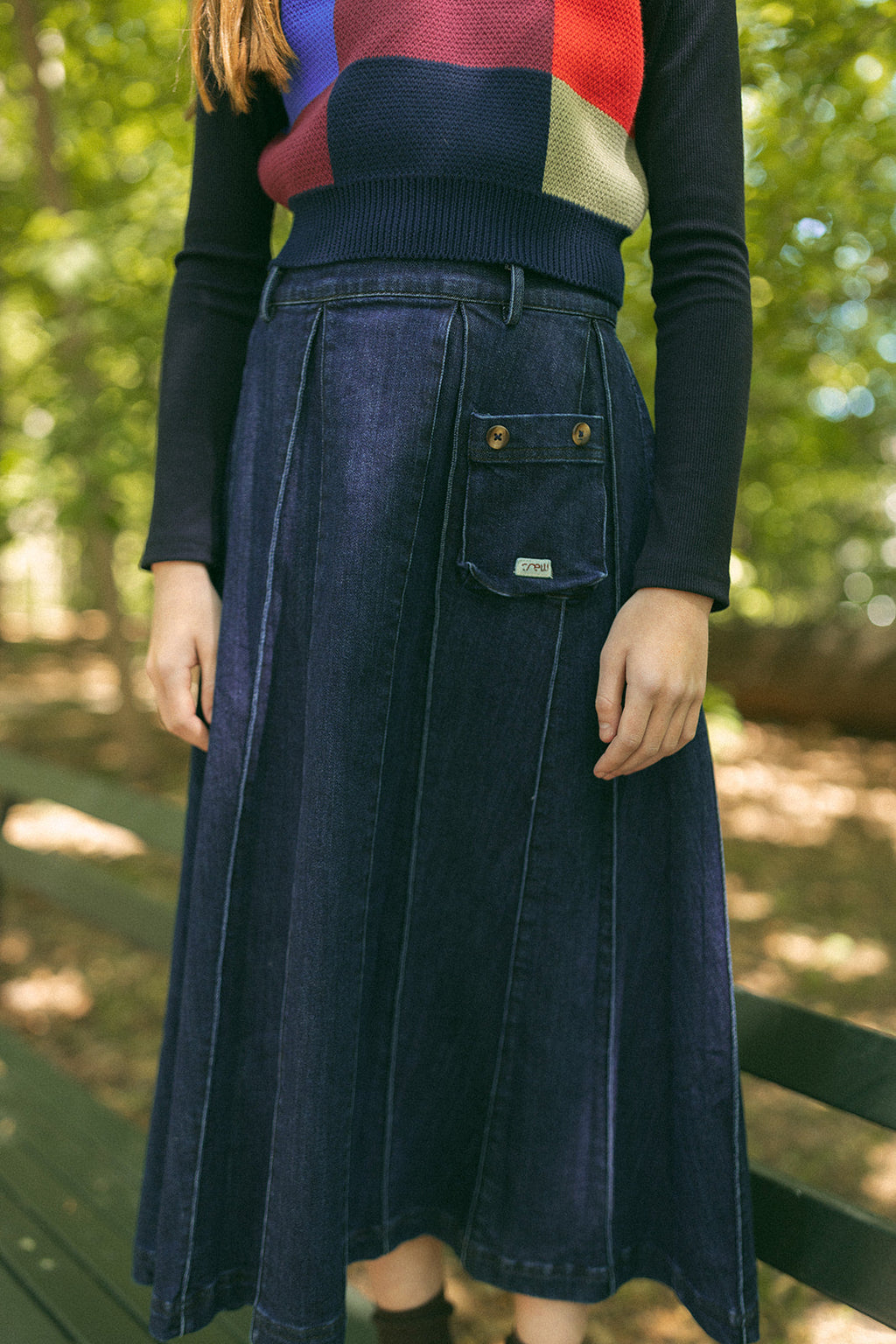 Sofi Pleated Maxi Skirt - Denim