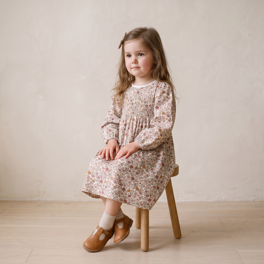 Organic Smocked Sundress - Woodland Sprig