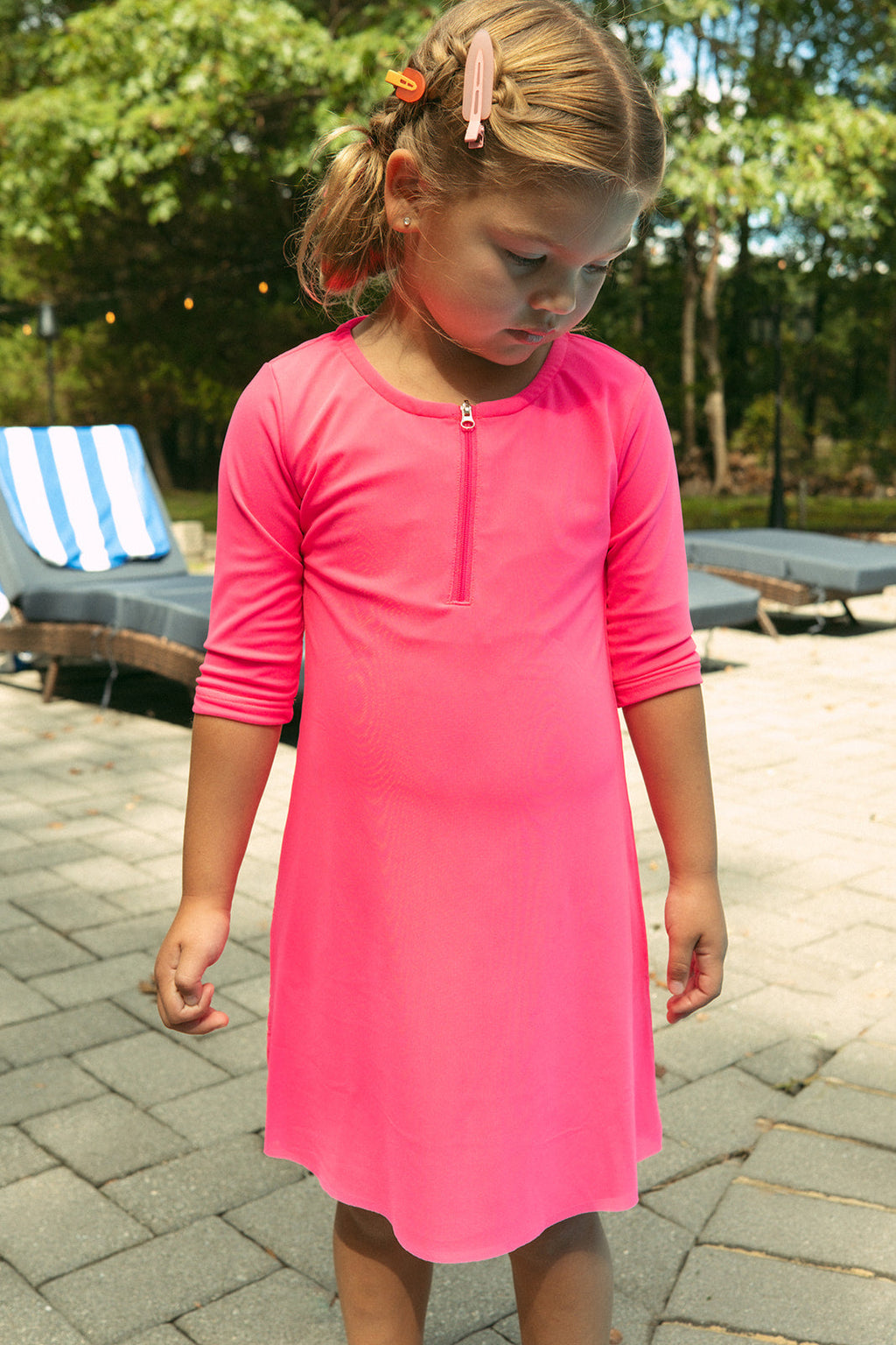 Mesh Neon Swim Dress - Pink