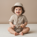 Organic Bucket Sun Hat - Caramel Check