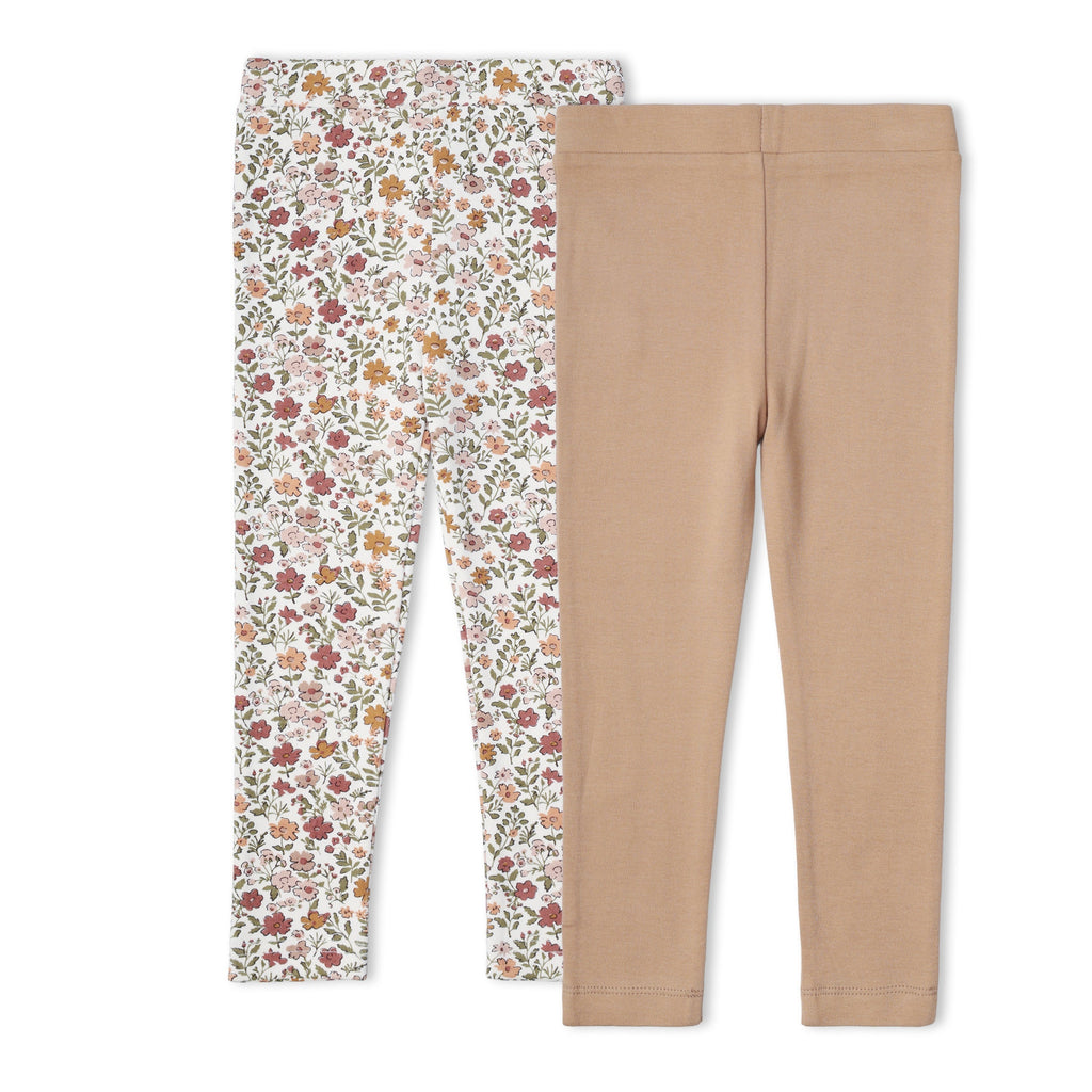 Organic Legging Set of 2 - Woodland Sprig + Taupe
