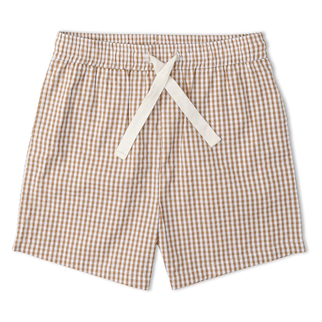 Organic Shirt & Shorts Set - Caramel Check
