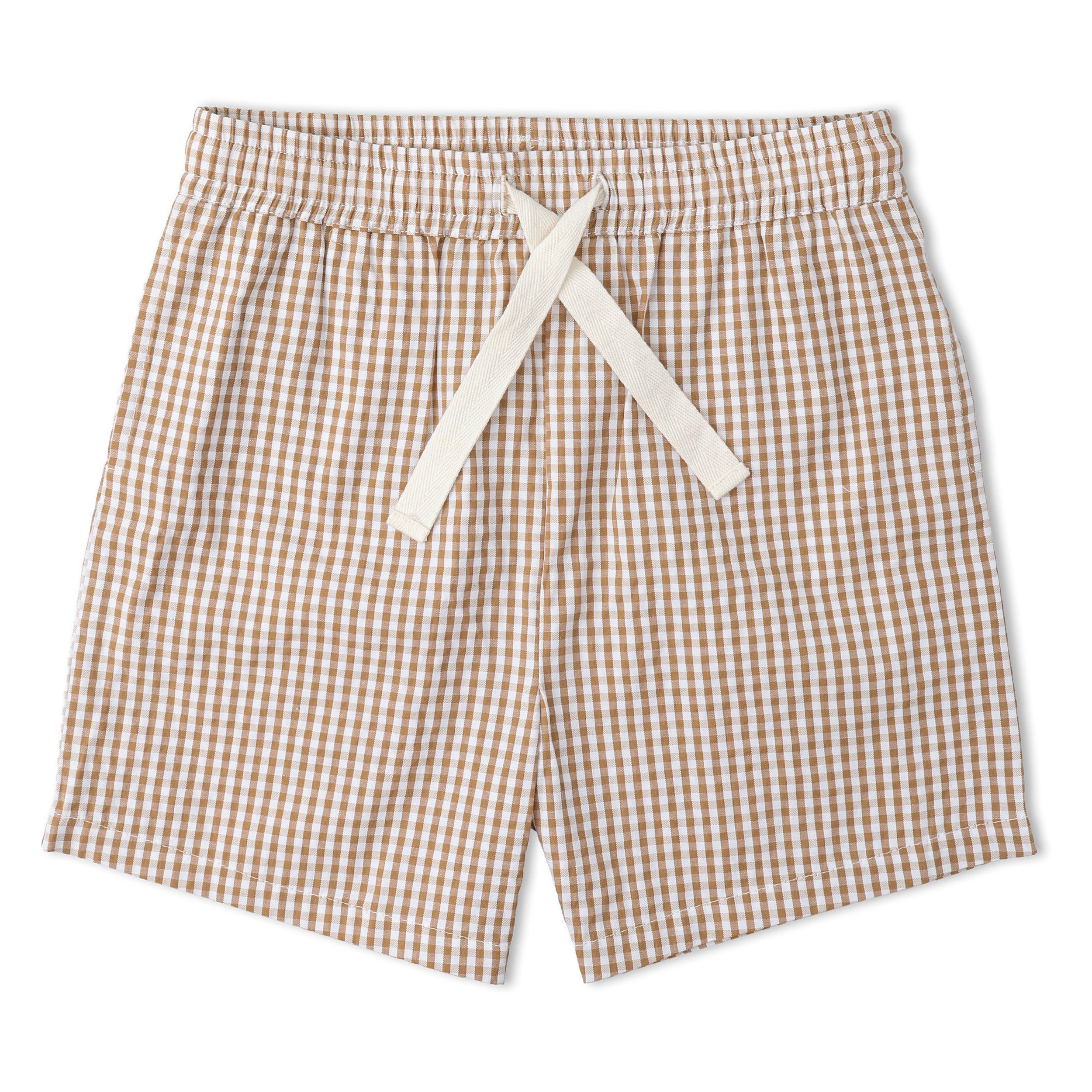 Organic Shirt & Shorts Set - Caramel Check