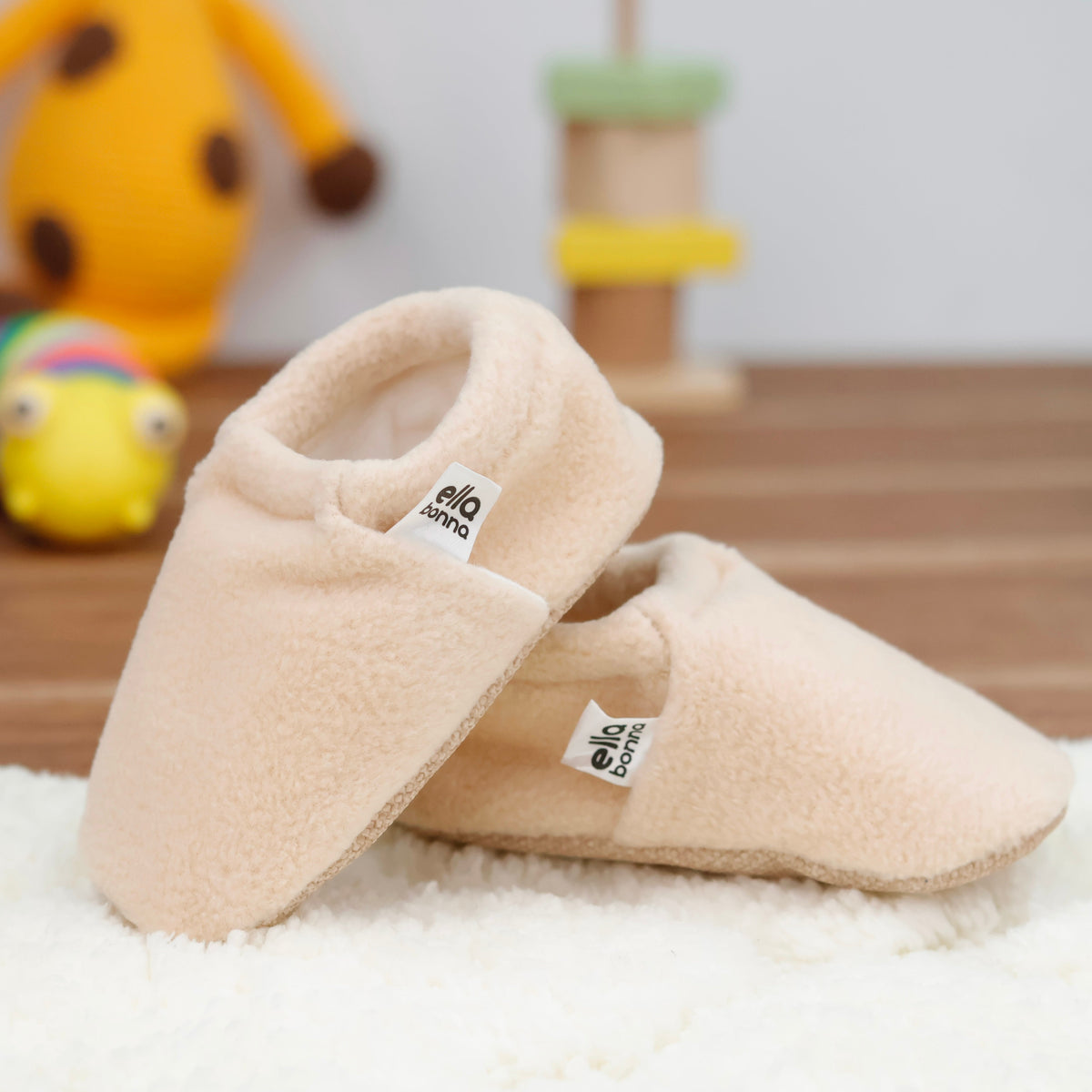 Fleece Soft Sole Baby Moccasins – Beige