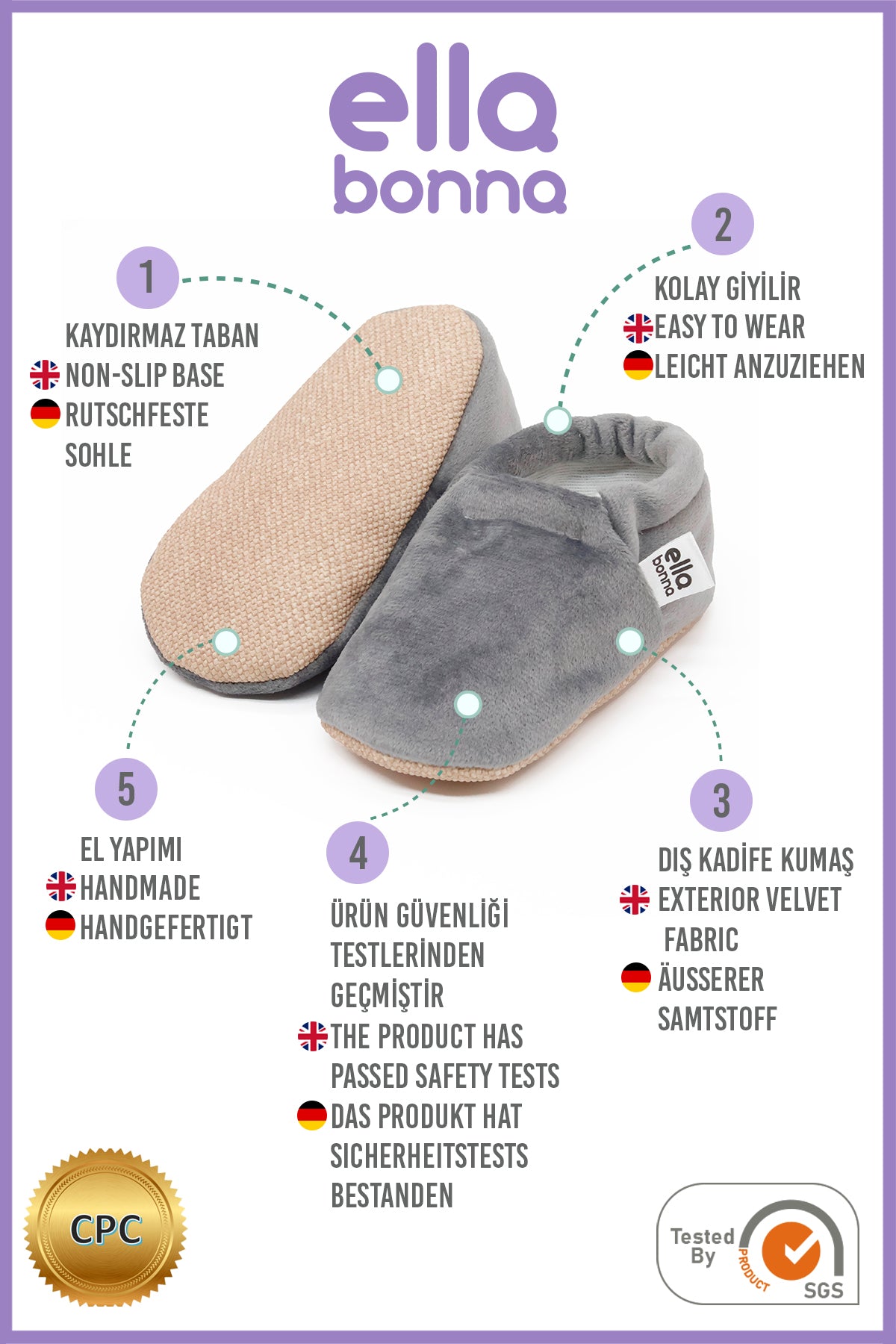 Velvet Soft Sole Baby Moccasins – Gray