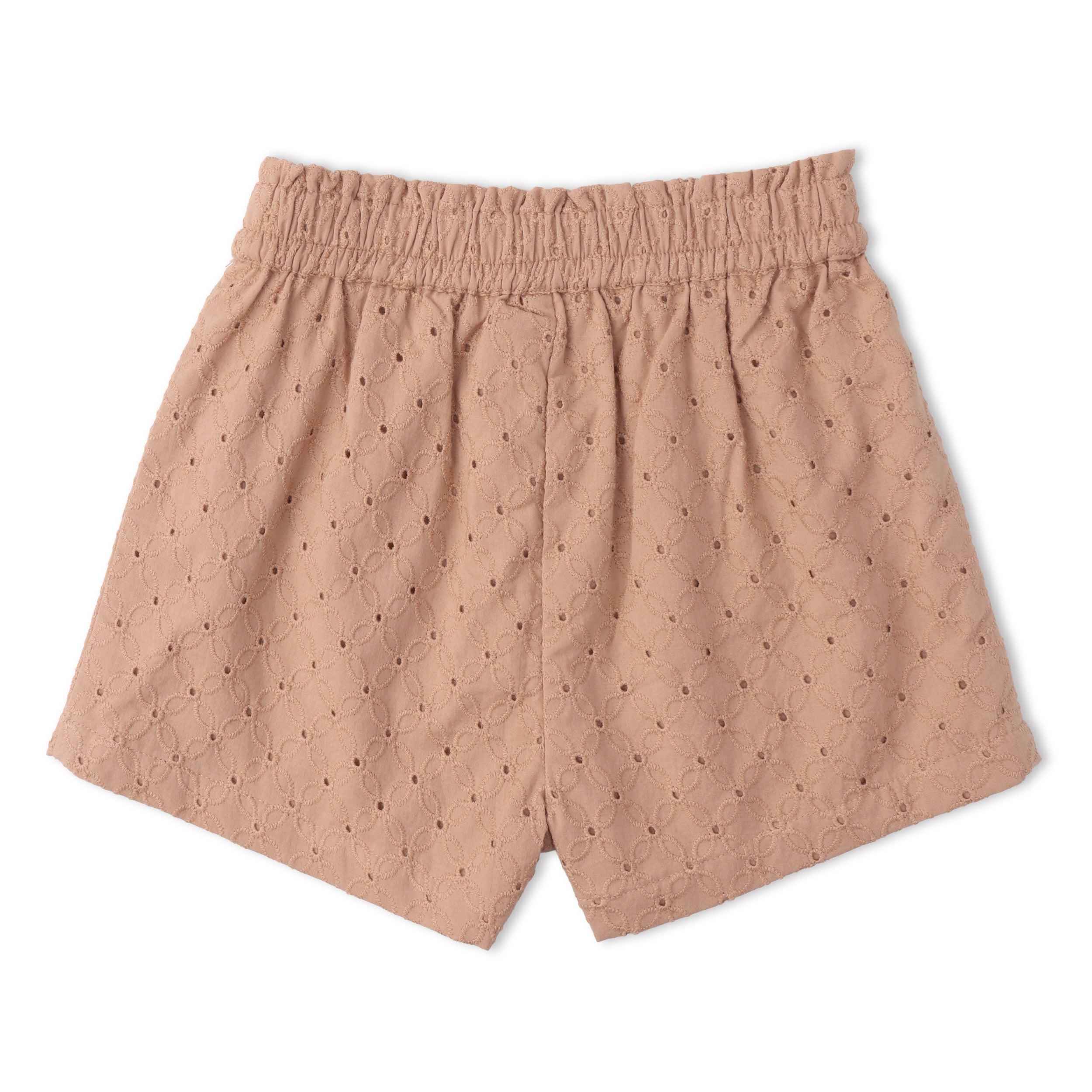Organic Eyelet Flutter Top And Shorts Set - Clay Eyelet