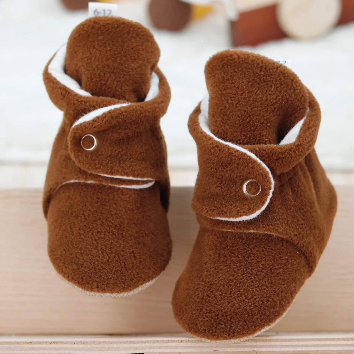 Basic Soft Sole Baby Booties – Tan