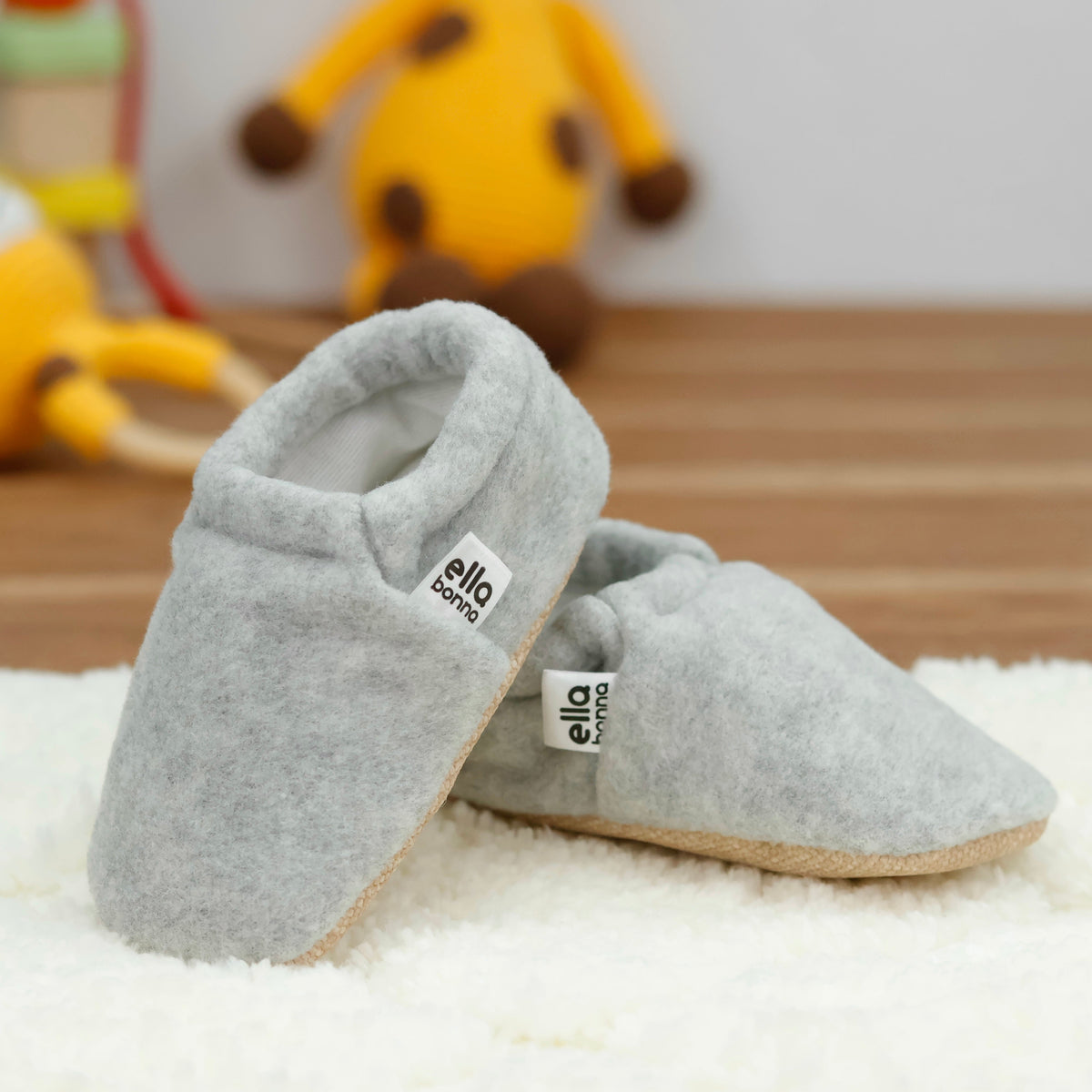Fleece Soft Sole Baby Moccasins – Gray