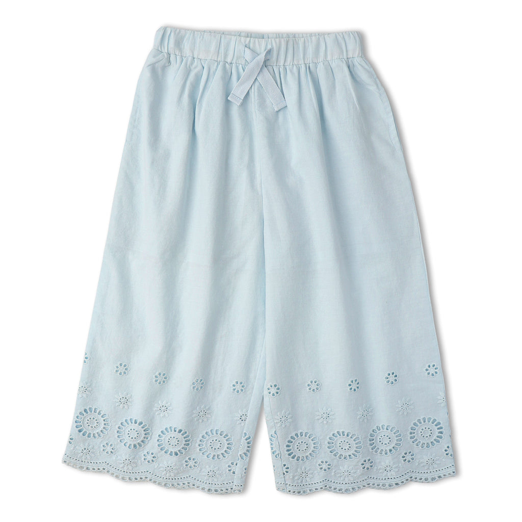 Organic Eyelet Top And Pant Set - Light Blue Eyelet