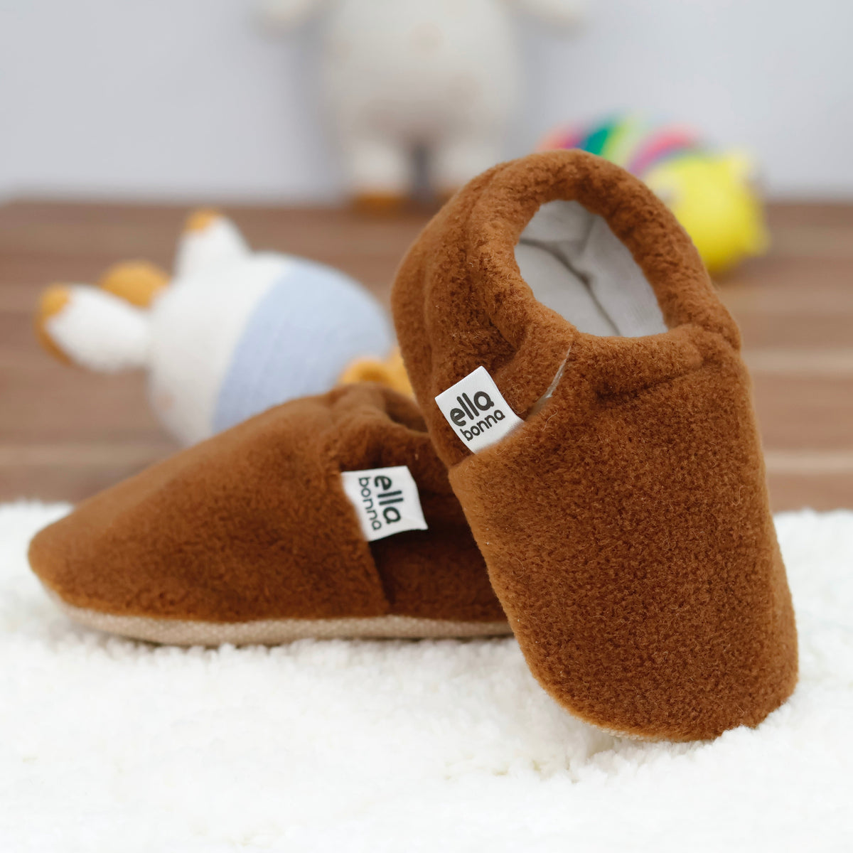 Fleece Soft Sole Baby Moccasins – Tan