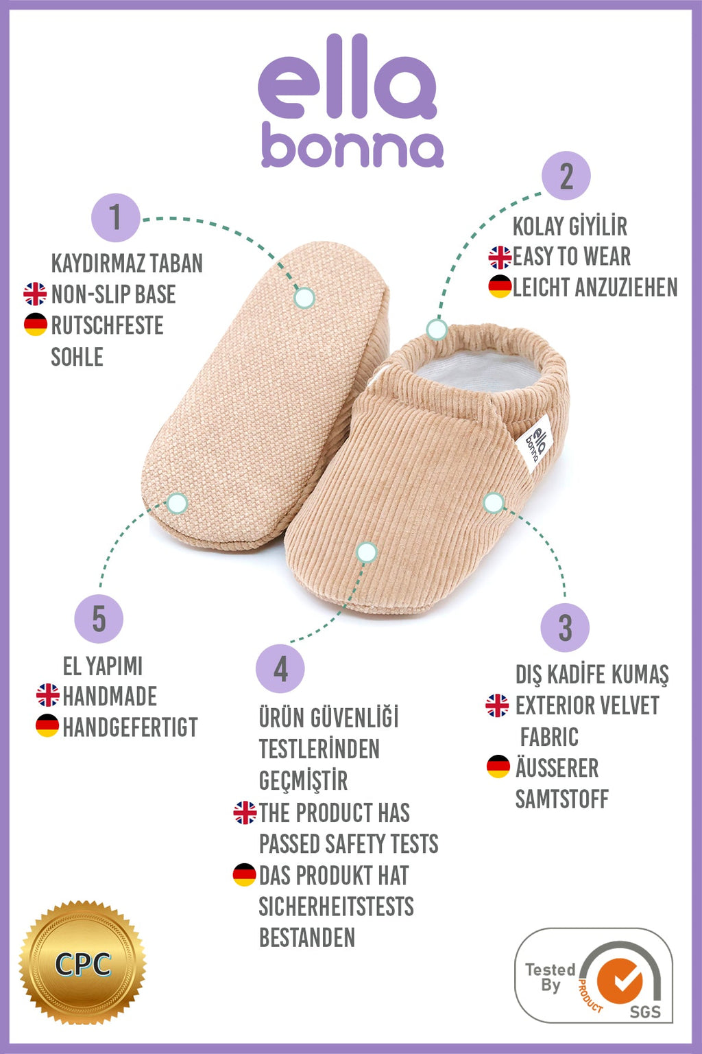 Corduroy Soft Sole Baby Moccasins – Beige