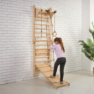 5-in-1 Wooden Swedish Climbing Wall – Montessori Ladder for Kids - KiddoLux