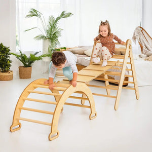 4-in-1 Wooden Swedish Wall – Montessori Climber for Kids - KiddoLux