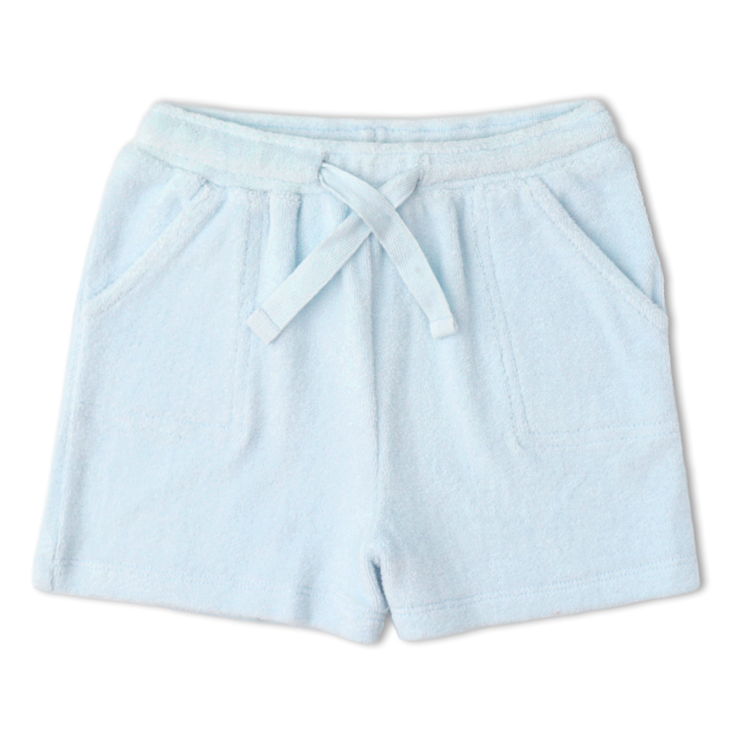 Organic Terry Tee & Shorts Set - Light Blue