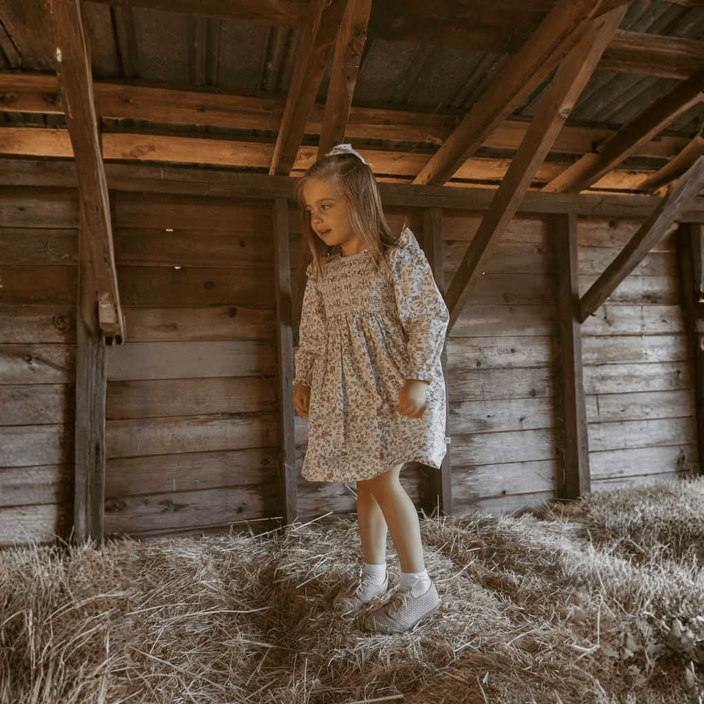 Organic Smocked Ruffle Dress - Ivy