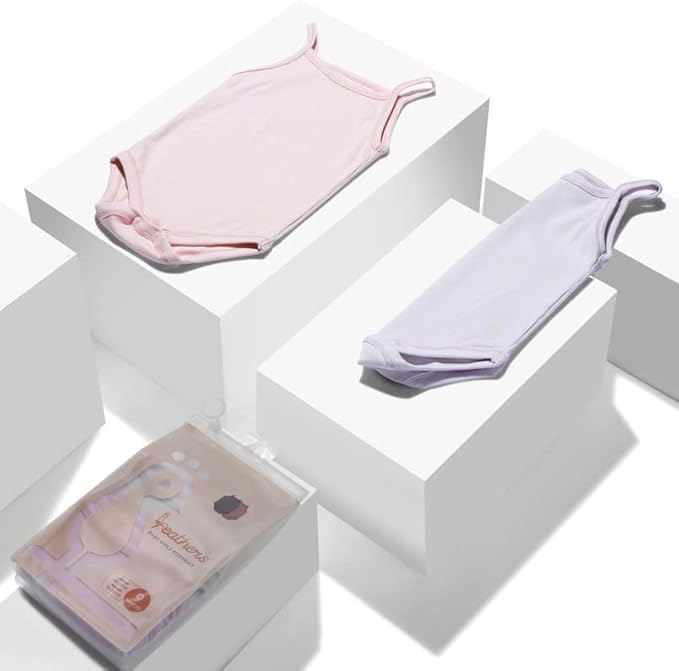 Feathers Tank Top Bodysuits for Baby Girl (2 Pack) Super Soft One-Piece Toddler Bodysuit