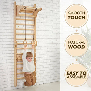 5-in-1 Wooden Swedish Climbing Wall – Montessori Ladder for Kids - KiddoLux