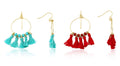 Mileez Bead & Tassel Hoop Fishhook Earring Set