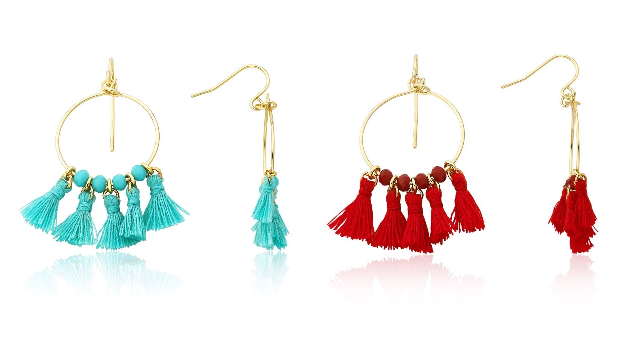 Mileez Bead & Tassel Hoop Fishhook Earring Set