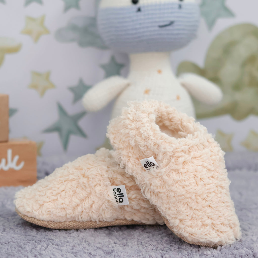 Teddy Soft Sole Baby Slippers – Beige