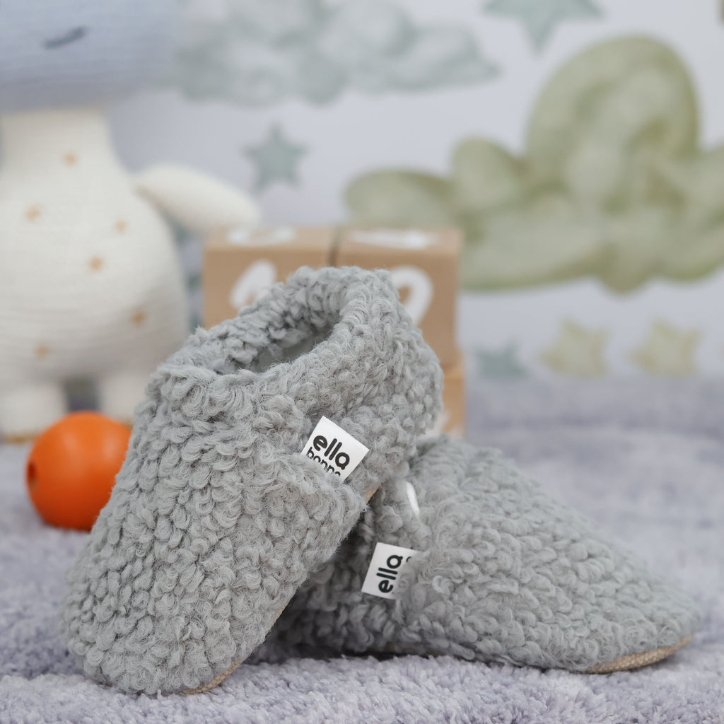 Teddy Soft Sole Baby Slippers – Gray
