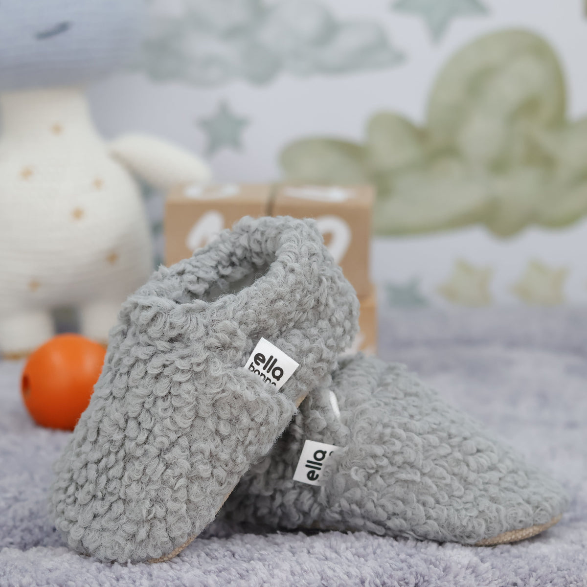 Teddy Soft Sole Baby Slippers – Gray