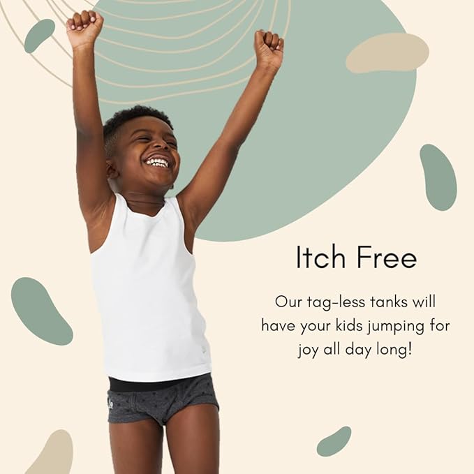 Feathers Boys White Tank Top 100% Cotton Tagless Undershirts 3-Pack