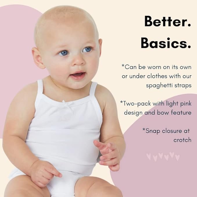 Feathers Tank Top Bodysuits for Baby Girl (2 Pack) Super Soft One-Piece Toddler Bodysuit