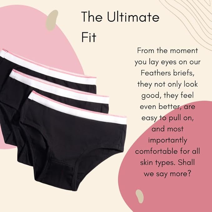 Feathers Girls Solid White Snug Fit Tagless Briefs Underwear - 100% Cotton Super Soft Panties