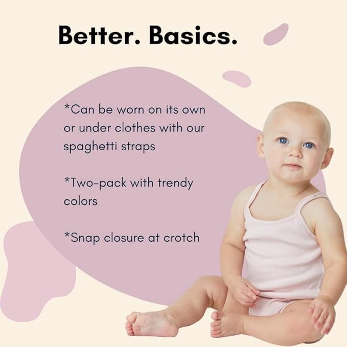 Feathers Tank Top Bodysuits for Baby Girl (2 Pack) Super Soft One-Piece Toddler Bodysuit