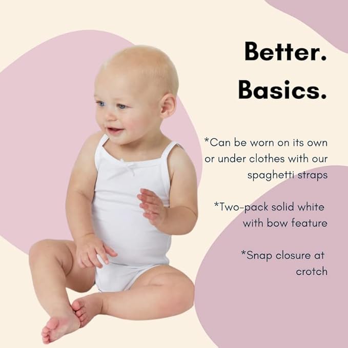Feathers Tank Top Bodysuits for Baby Girl (2 Pack) Super Soft One-Piece Toddler Bodysuit
