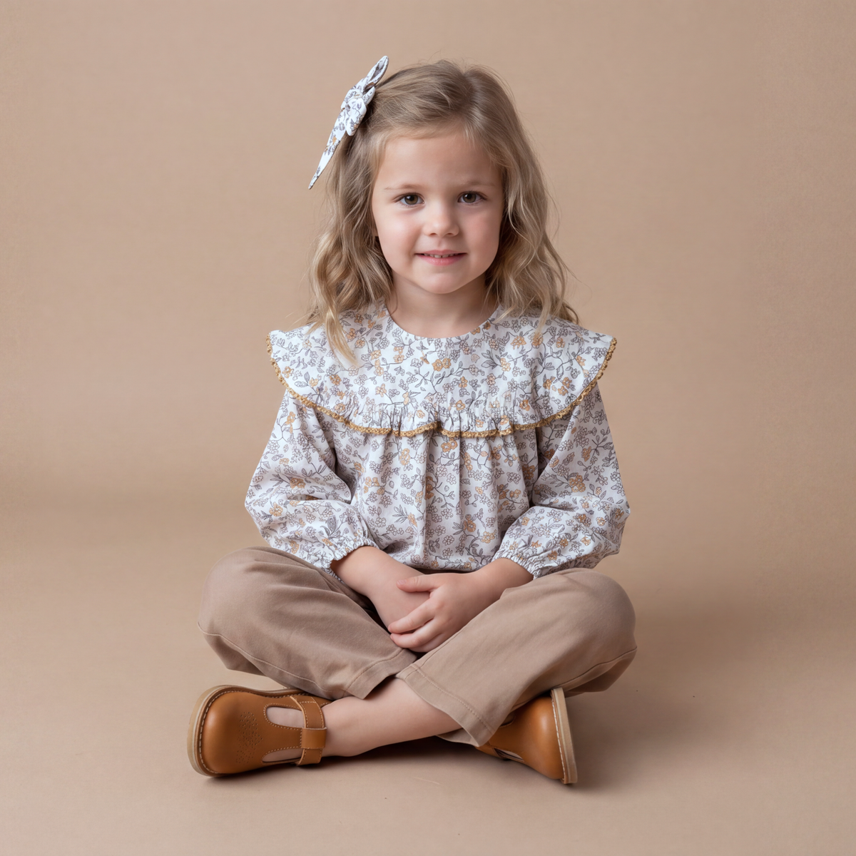 Organic Ruffle Cotton Blouse - Ivy
