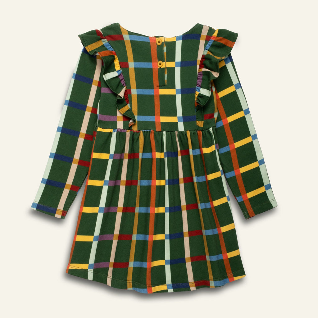 Fall Grid Ruffle Dress