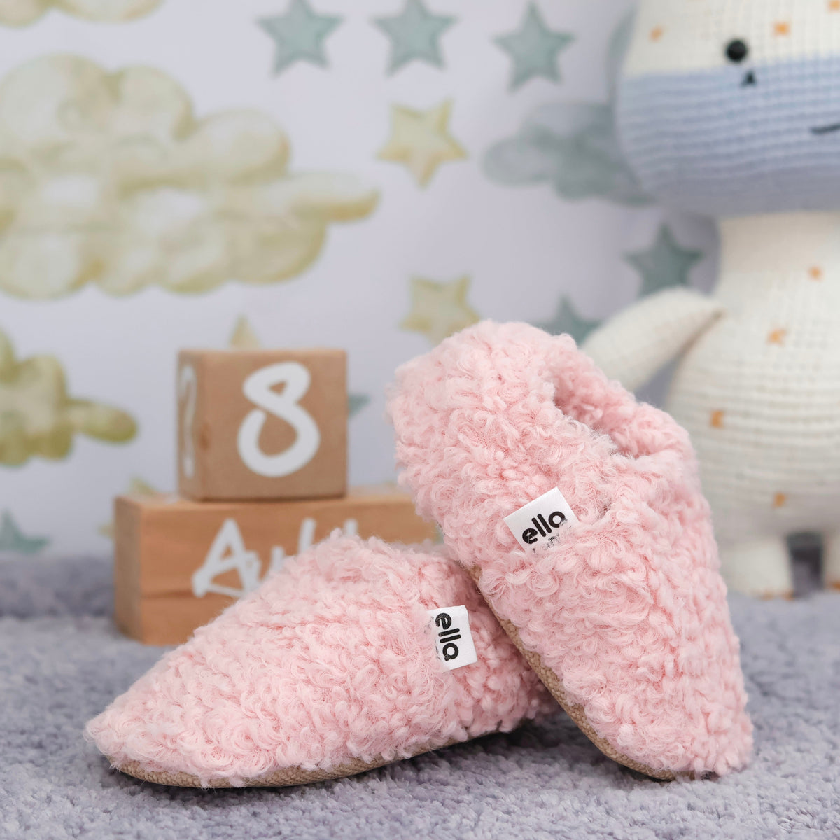 Teddy Soft Sole Baby Slippers – Pink