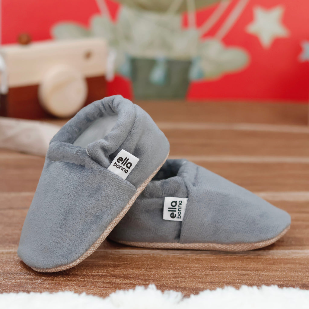 Velvet Soft Sole Baby Moccasins – Gray